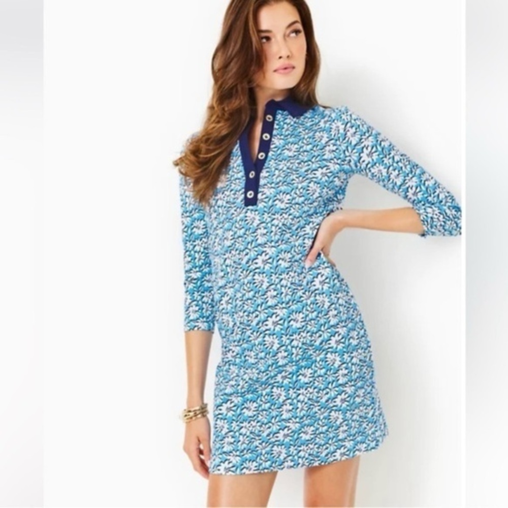 Lilly Pulitzer Womens Ainslee 3/4 Sleeves Floral Dress size Medium